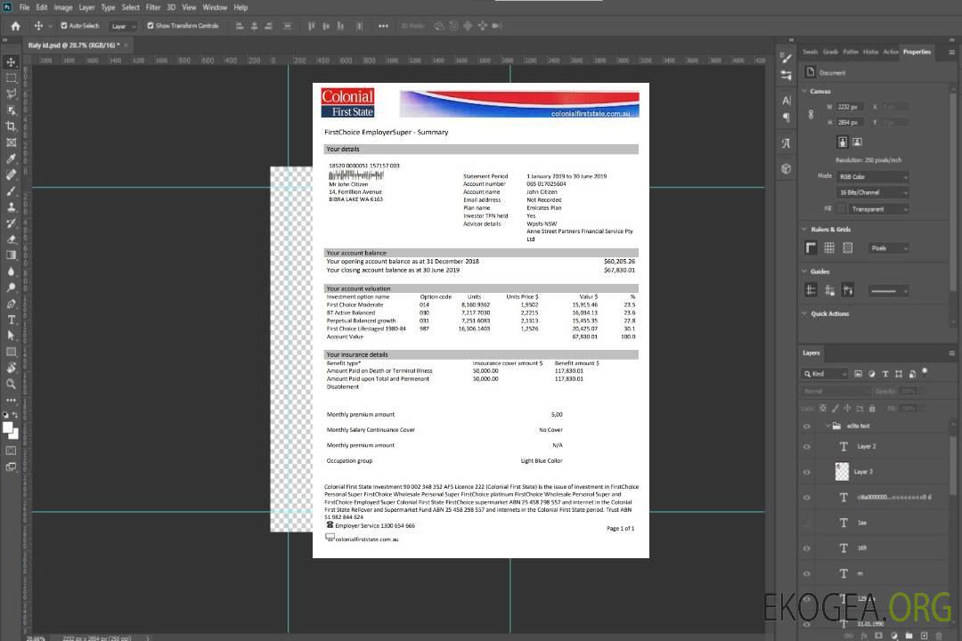 Déclaration du premier État colonial d'Australie template